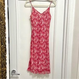 Vintage VTG Pink & White Floral Rose Midi/ Maxi Dress